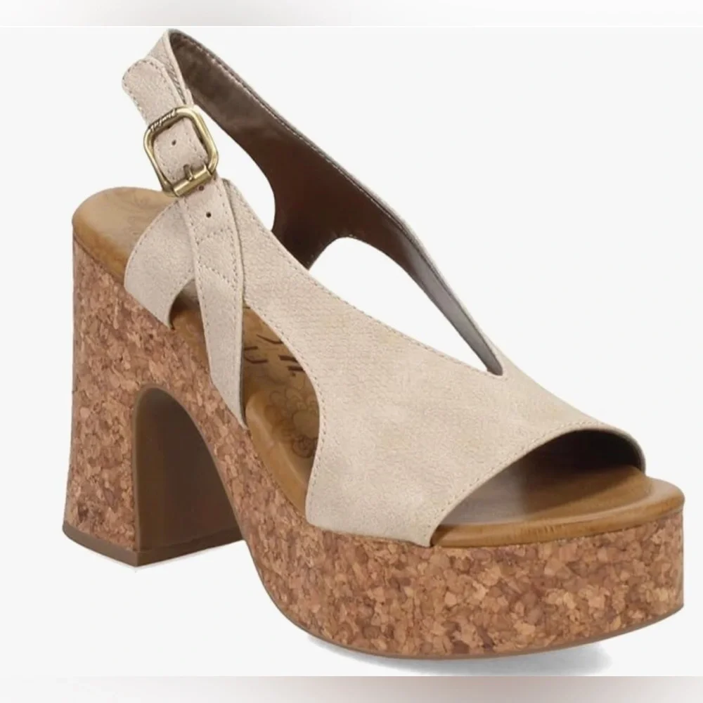 Blowfish Women's Partea Lt. Taupe Open Toe Platform Slingback Heeled Sandal 10